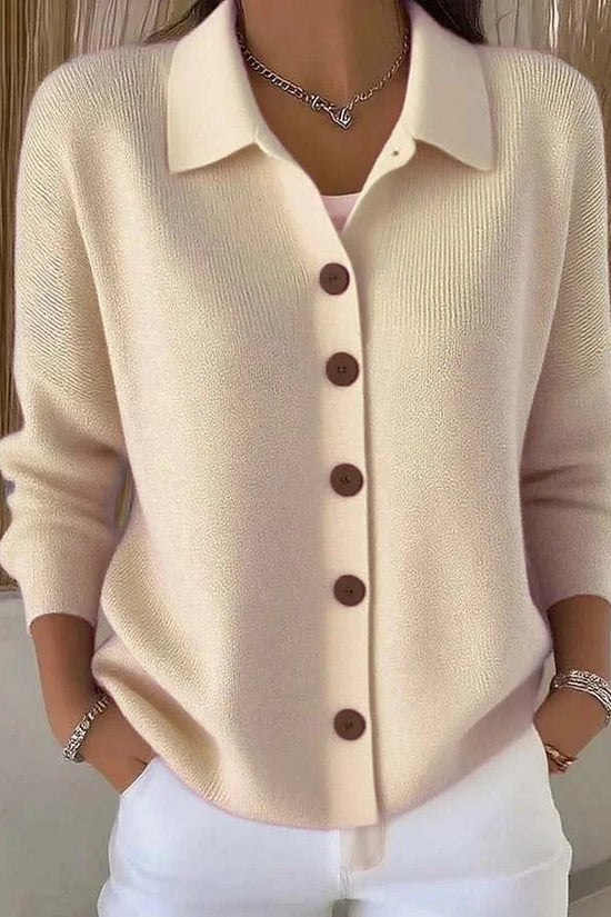 Button-knitted Lapel Sweater Cardigan Coat For Women 