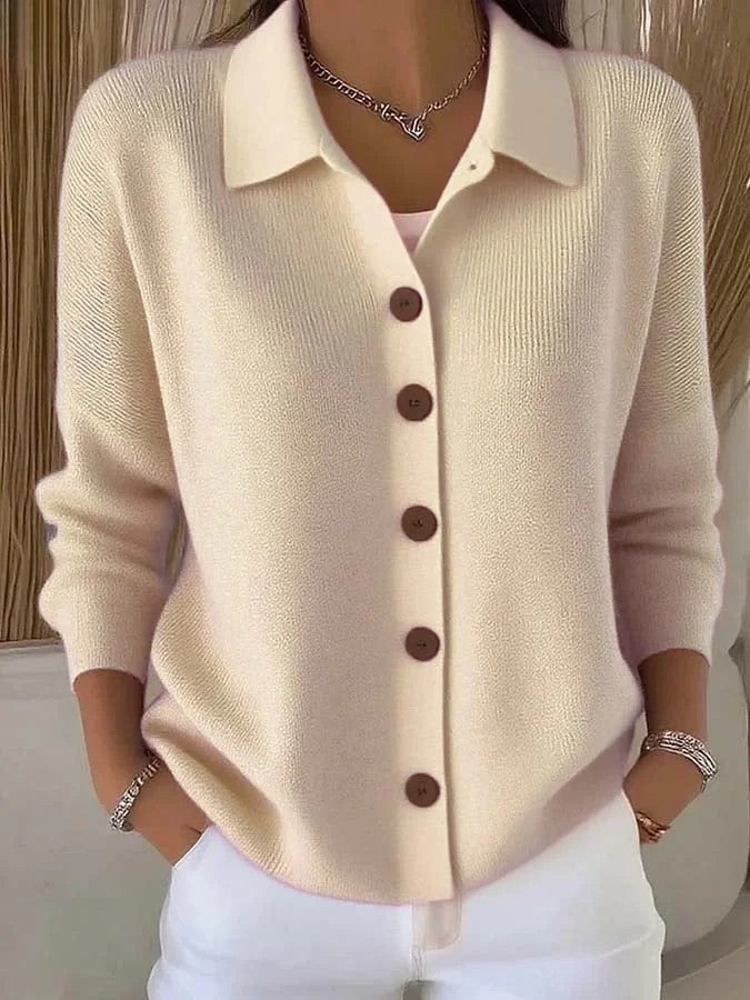 Button-knitted Lapel Sweater Cardigan Coat For Women 