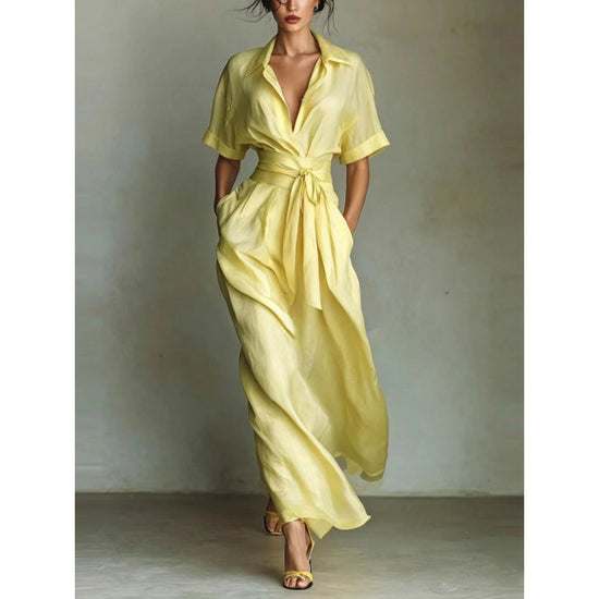 Solid color waist slimming dress