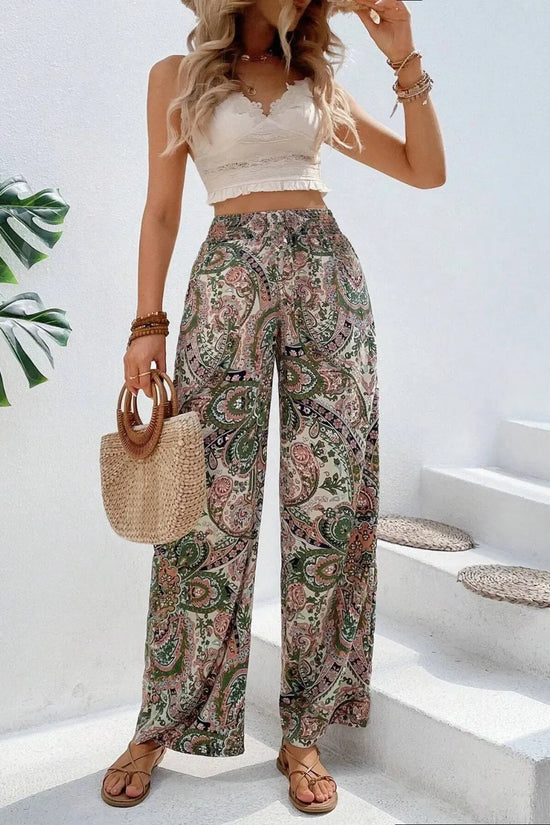 Printed Wide Leg Pants 