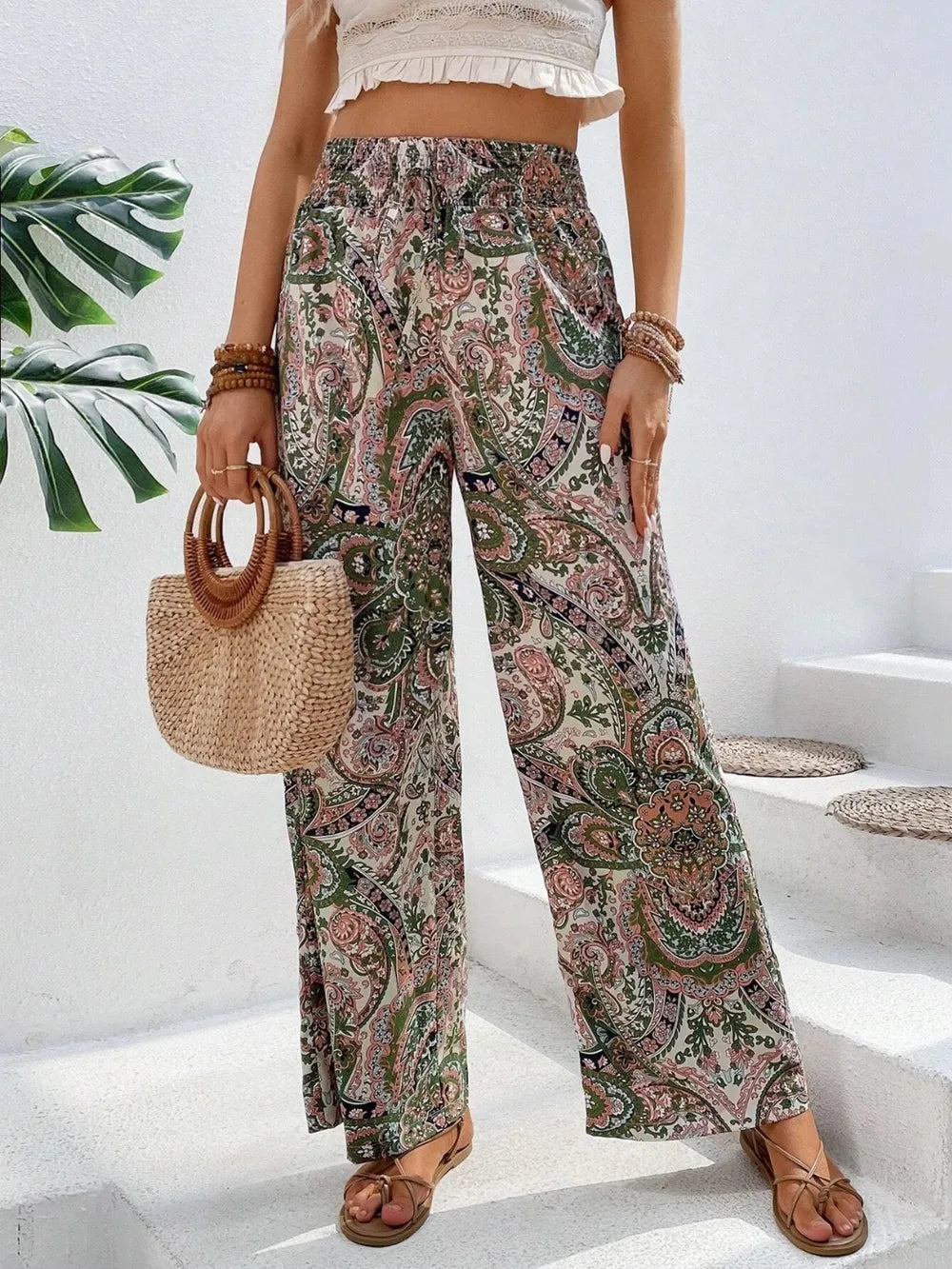 Printed Wide Leg Pants 