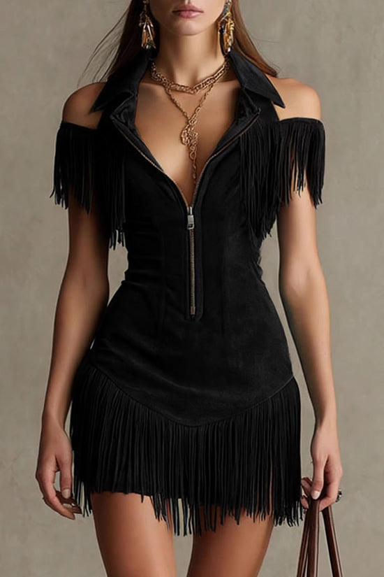 Tassel off shoulder dress 
