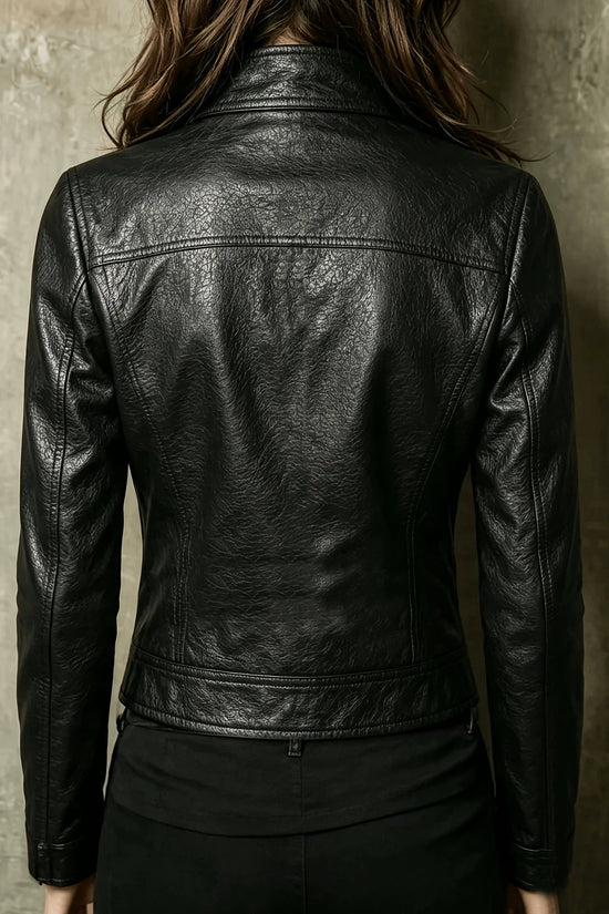 Vintage Fitted PU Leather Jacket, Fashion Motorcycle Turn-Down Collar Zipper Fake Pocket Design  Men's Outerwear 