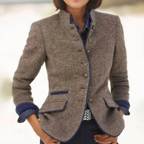 Multi-button Color Matching Women's Woolen Jacket 