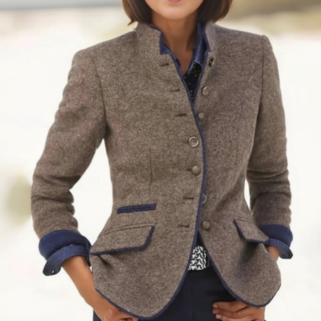 Multi-button Color Matching Women's Woolen Jacket 