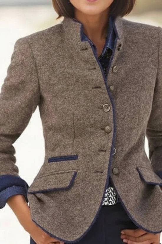 Multi-button Color Matching Women's Woolen Jacket 