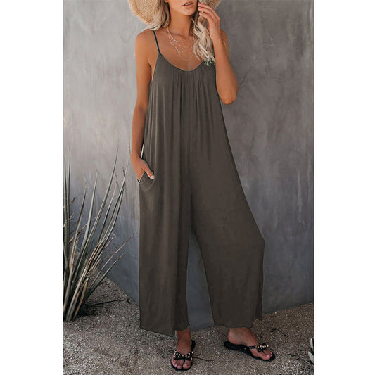 Women’s Pleated Chest Cross-Strap Jumpsuit 