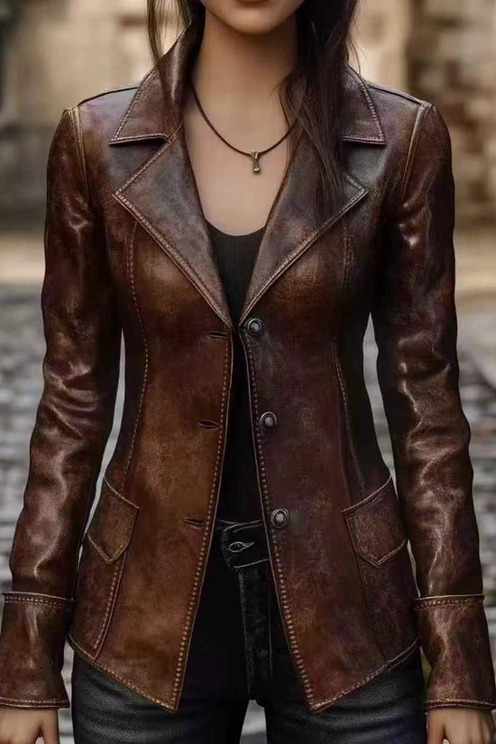 Chic Retro Cool Biker Leather Jacket Top 