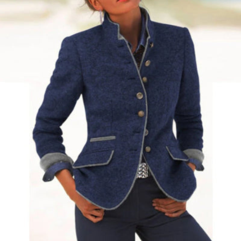 Multi-button Color Matching Women's Woolen Jacket 