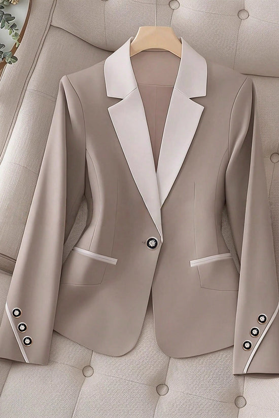 Professional Contrasting-Color Button Elegant Formal Blazer 