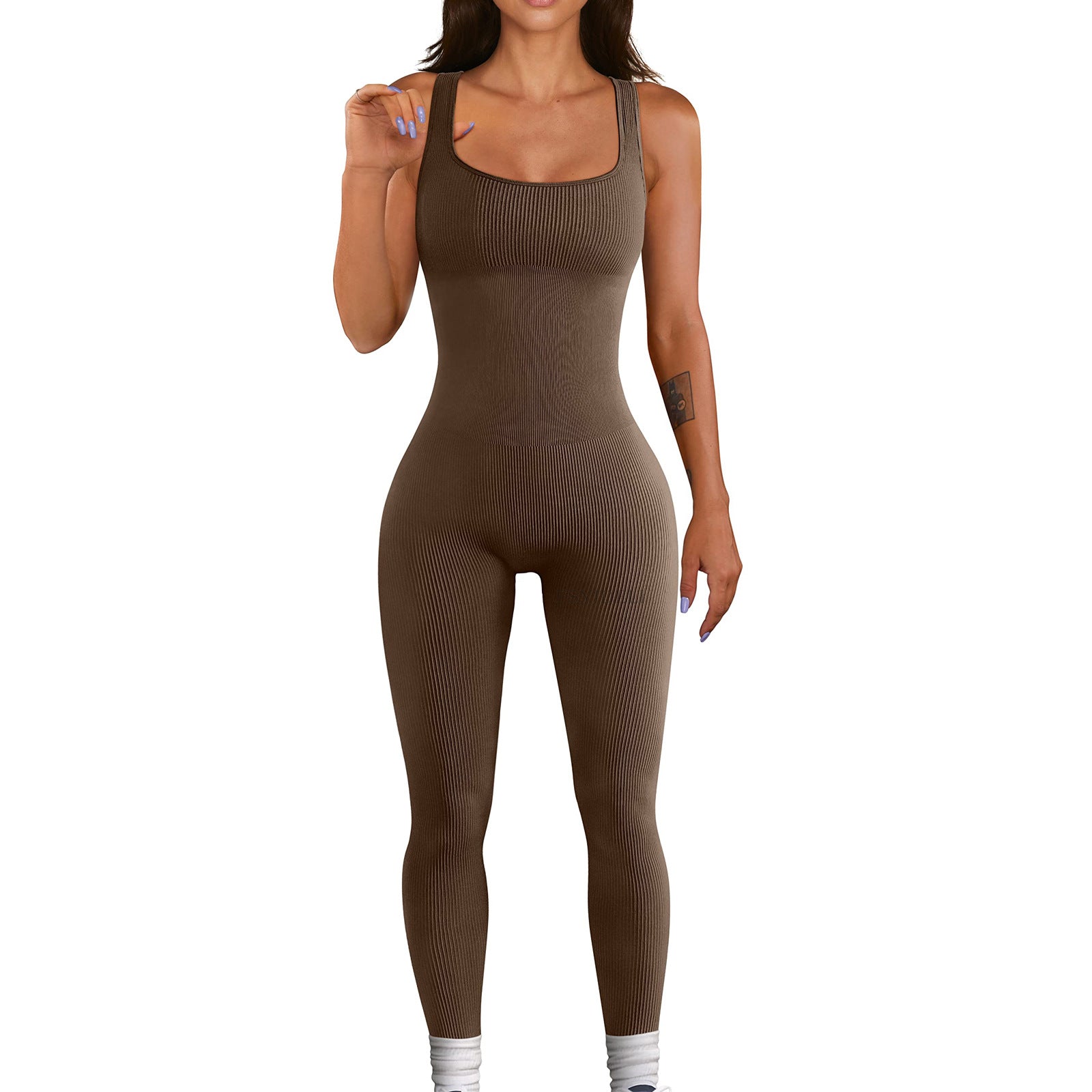 4 Pack Women’s Ribbed Sleeveless Jumpsuit 