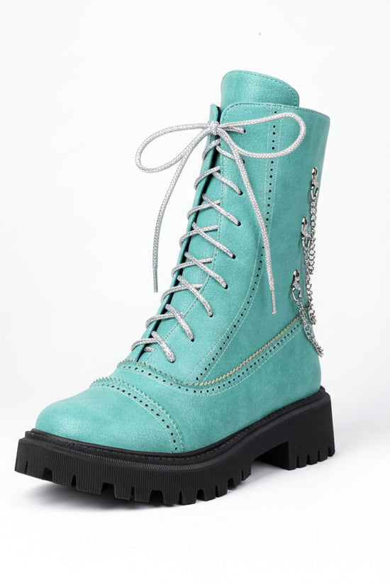 Large-size Womens Chunky-heeled Mid-calf Dr Martens Boots For Fall And Winter 