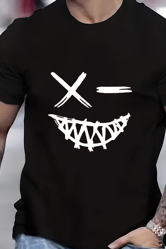 Evil Smile Face T-Shirt for Men – Trendy Summer Streetwear Tee CJ US