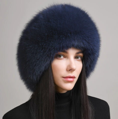 Women's Winter Genuine Leather Ethnic Style Warm Ear Protection Hat 