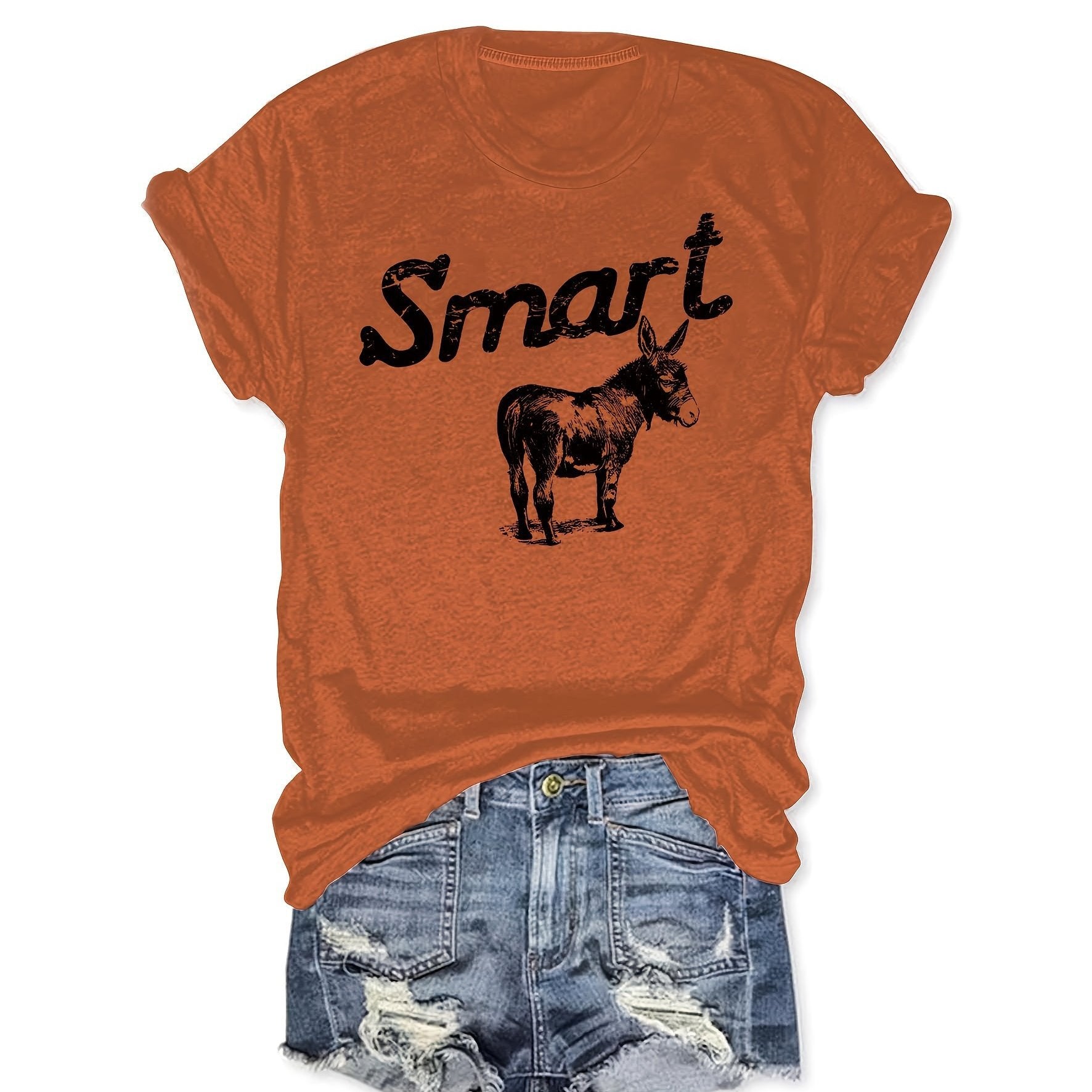 Women's Round Neck Short Sleeve T-Shirt - Casual Summer Top 