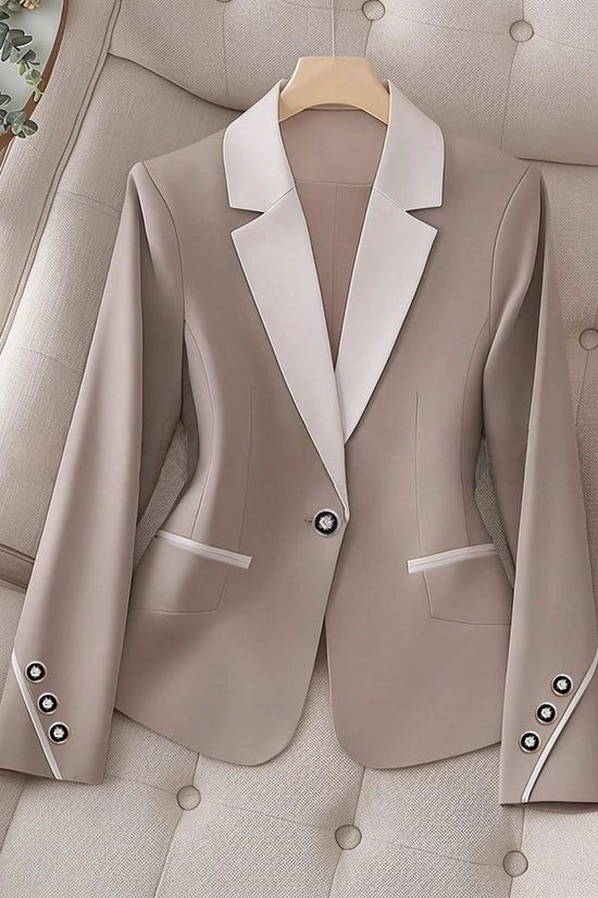Professional Contrasting-Color Button Elegant Formal Blazer 