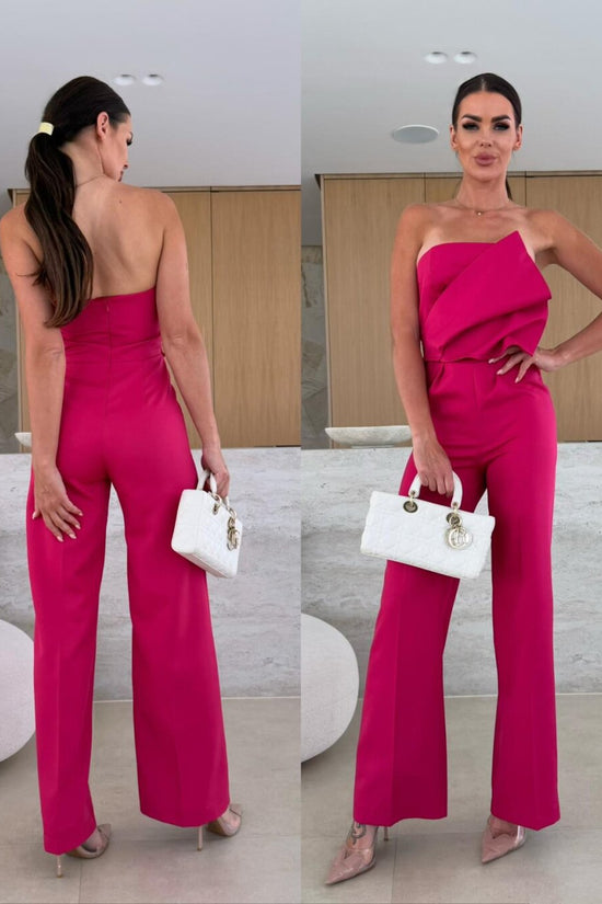 Candy-Colored Bodycon Halterneck Backless High-Waist Wide-Leg Jumpsuit 