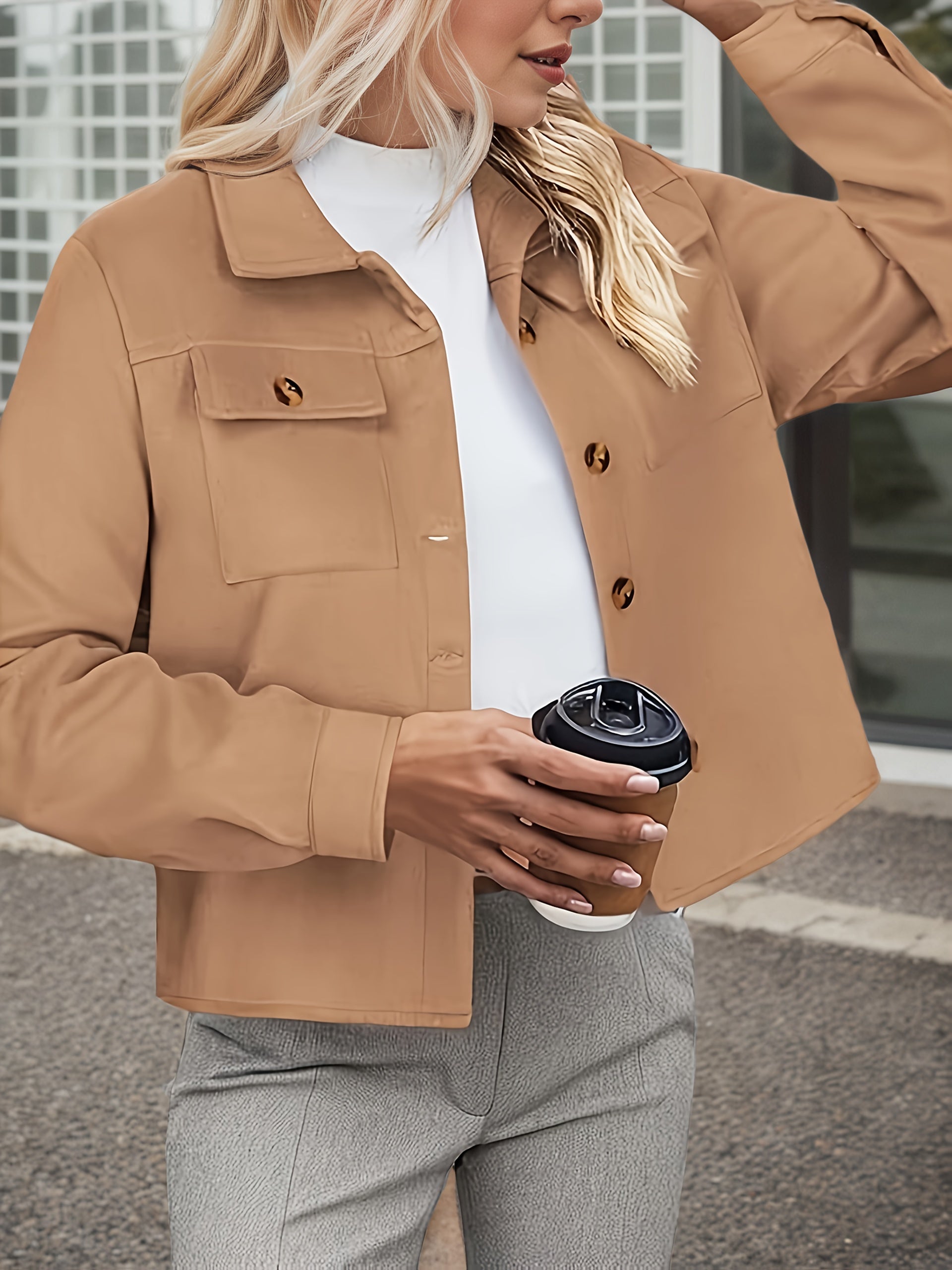 Women's Plus Size New Fashionable Flannel Short Jacket Fashion 2025 Autumn Top CJ US