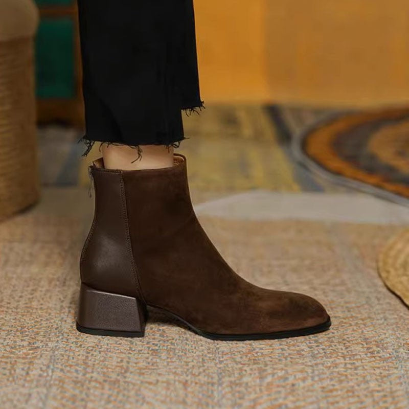 34 Suede Mid-heel Women's Martin Boots 