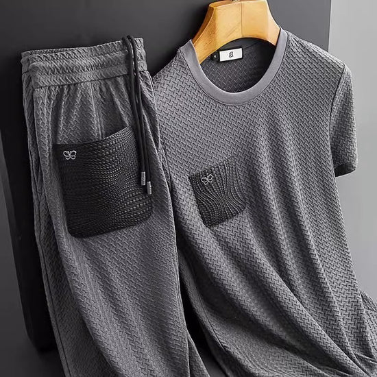 Anti-Wrinkle Houndstooth Jacquard Flex Suit Mens Short Sleeve Slim Fit Shirts