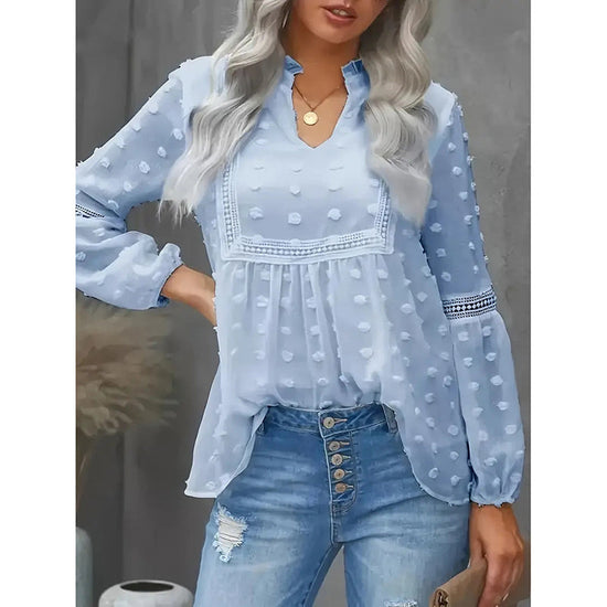 Women’s Long‑Sleeve V‑Neck Business Casual Blouse CJ US