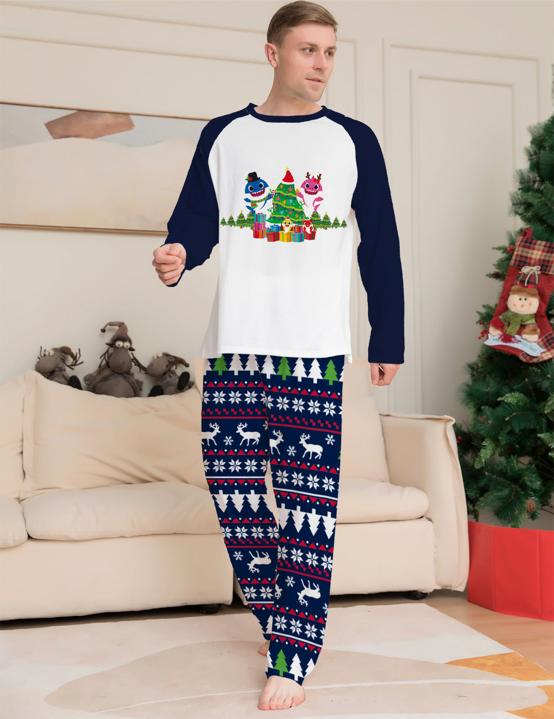 Family Matching Christmas Pajamas Set Xmas Long Sleeve Sleepwear Nightwear For Couples Kids Baby CJ