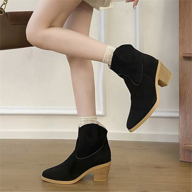 Women’s Retro Sock Cuff Booties – Stylish Ankle Boots with Stretch Cuff - FitiqueFit