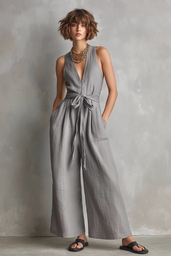 Elegant Commuter V-Neck Jumpsuit For Women 