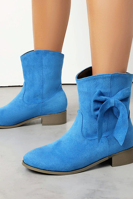 Low Heel Suede Large Size Sweet Bow Casual Boots CJ