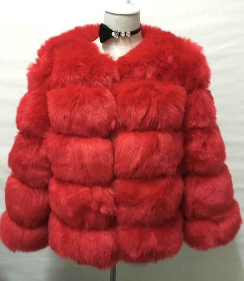 Women's Luxury Faux Fur Coat | Stand Collar Furry Jacket 
