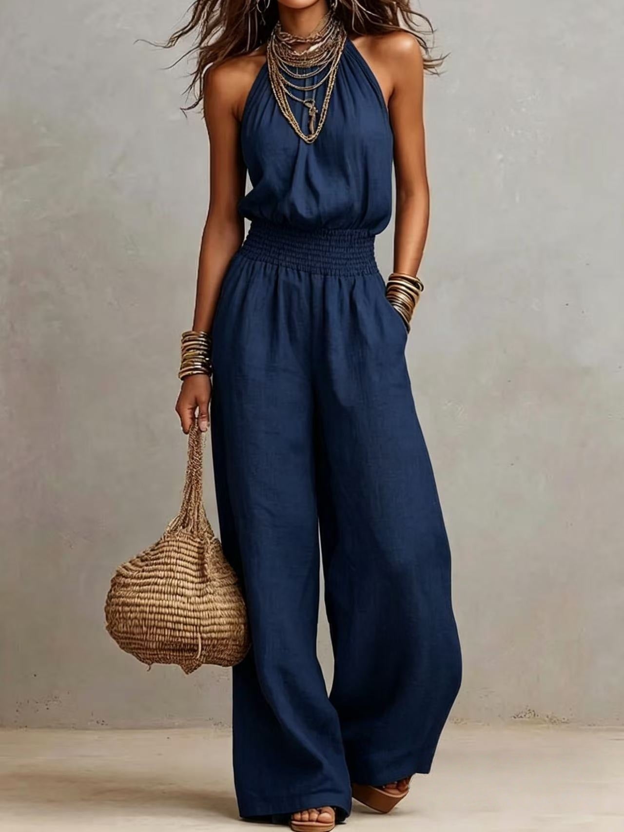 European And American Women's Backless Jumpsuit 