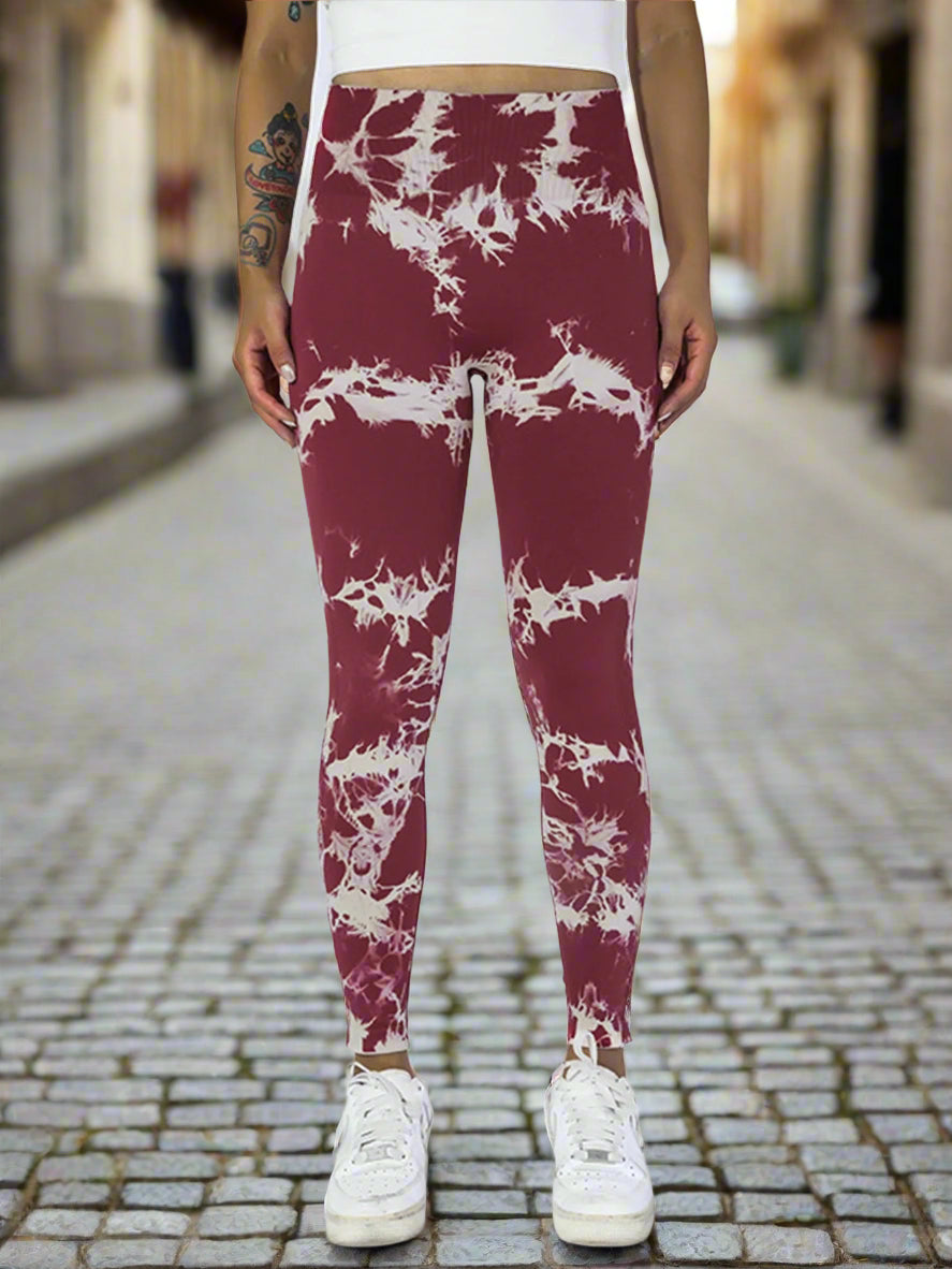 5PCS Tie-dye Cut-out Leggings Fitness Yoga Pants For The Gym CJ US