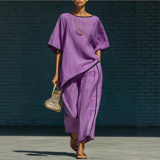 Casual Resort-Style Fashionable Loose Two-Piece Set For Women 