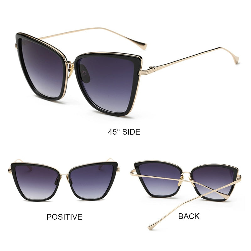 Big Cat Eye Sunglasses Women Black Mirror Sun Glasses Fashion Brand Designer High Quality Vintage Sunglass eprolo