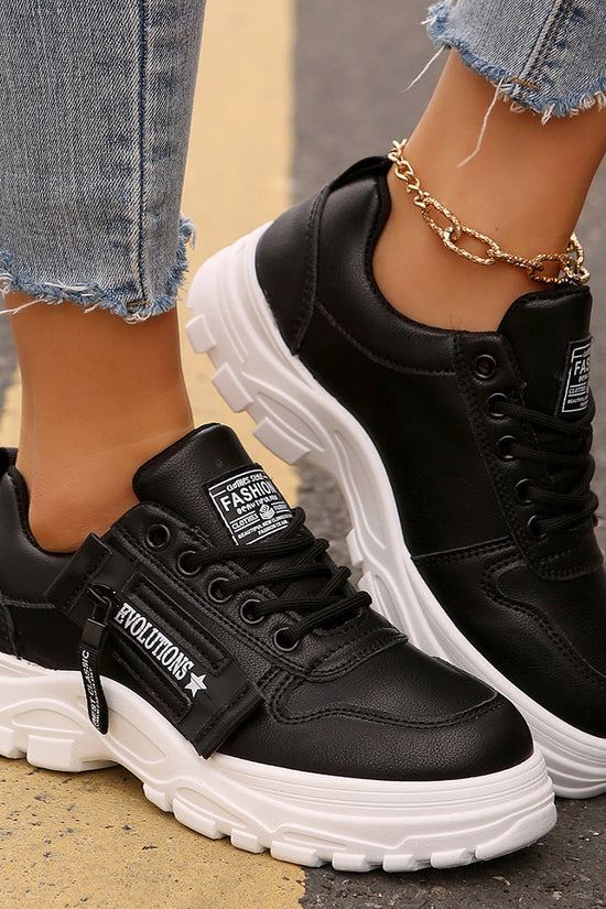 Women’s Lace‑Up Side‑Zipper Sports Sneakers CJ US
