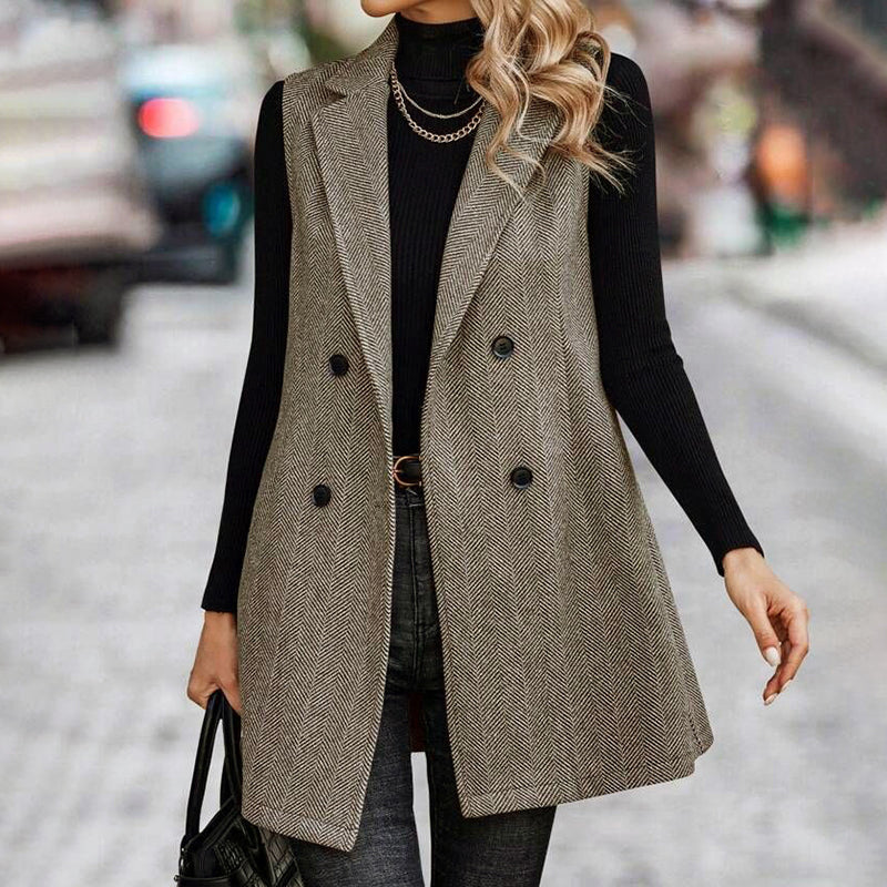 Women's Sleeveless Blazer Vest, Trendy Fall Winter Business Casual Cardigan 