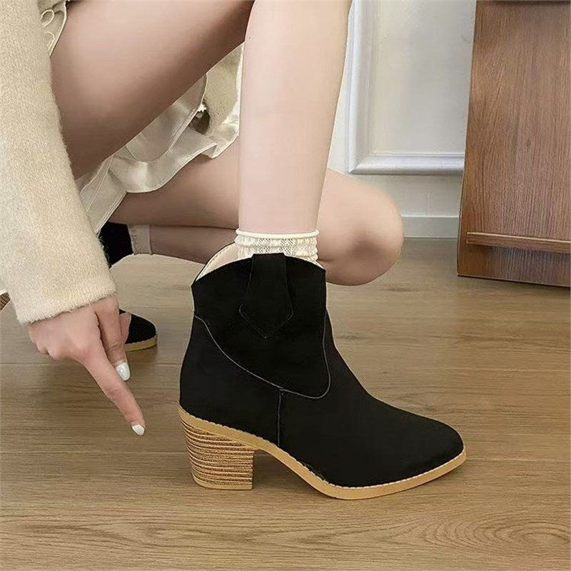 Women’s Retro Sock Cuff Booties – Stylish Ankle Boots with Stretch Cuff - FitiqueFit