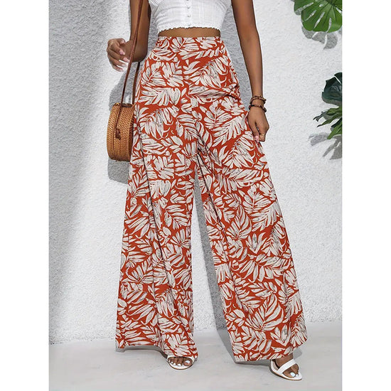 Women’s Printed High‑Waist Wide‑Leg Palazzo Pants CJ US