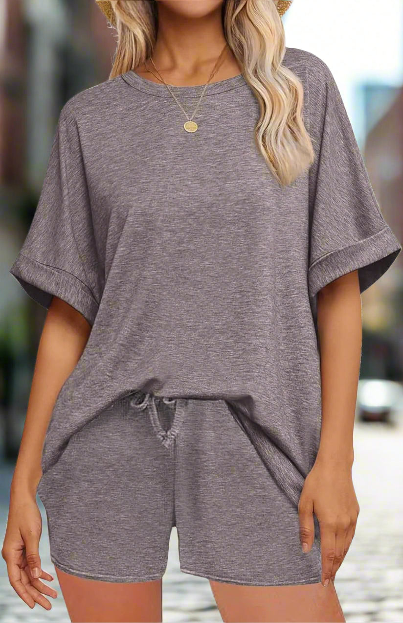 Casual Suit Oversized Short Sleeve T-shirt Drawstring Shorts Casual Wear Sportswear FitiqueFit