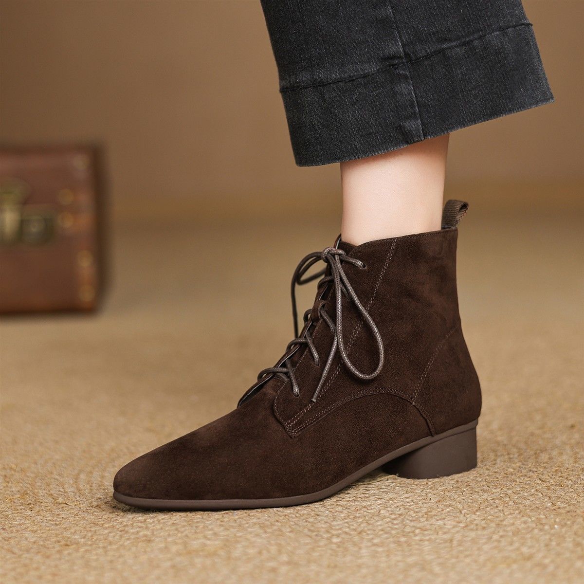 Autumn And Winter Maillard Matte Temperament Pointed Low-heel Ankle Boots For Women 