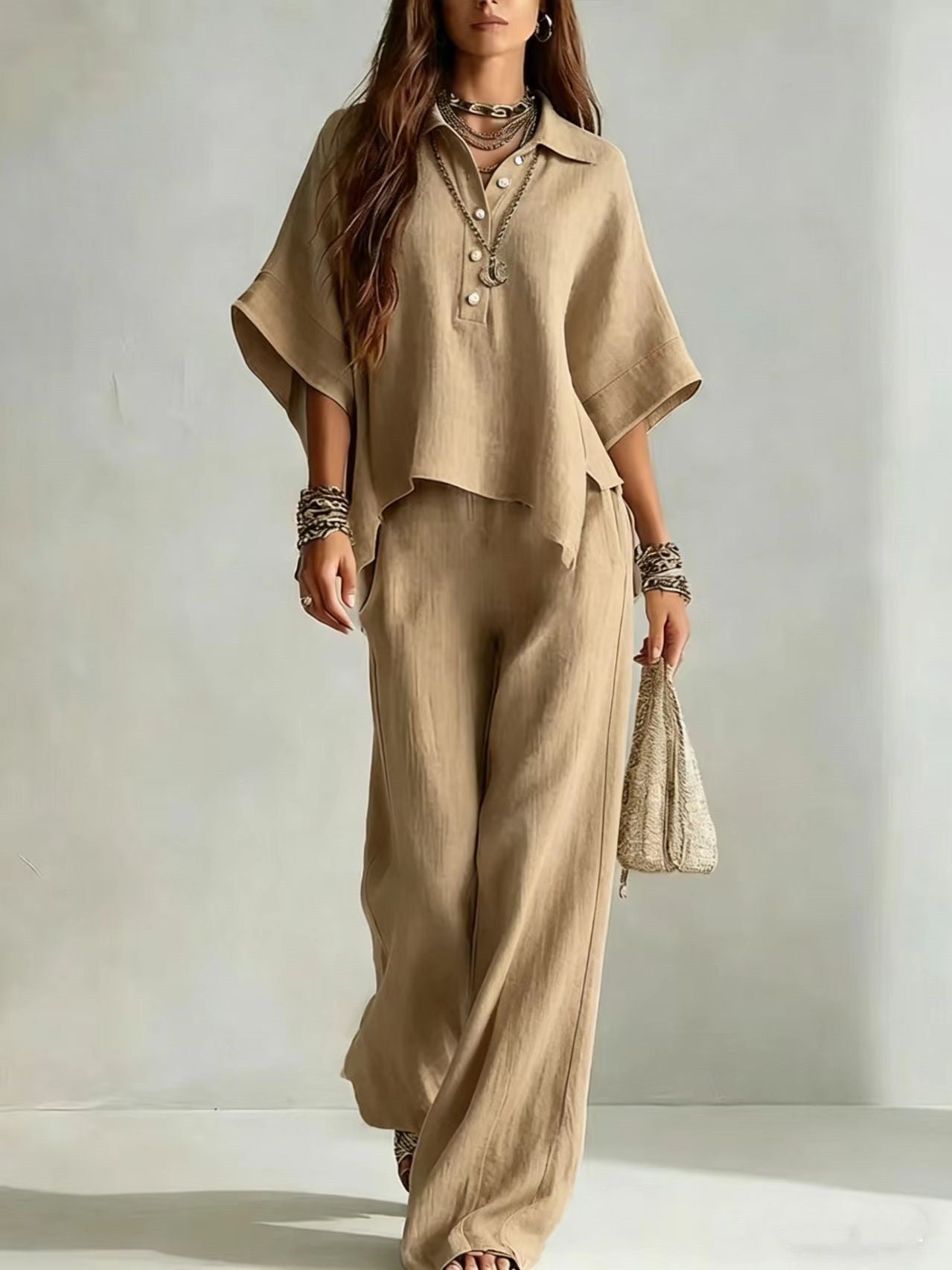 Women's Casual Sleeveless Top & Full-Length Pants Two-Piece Set 