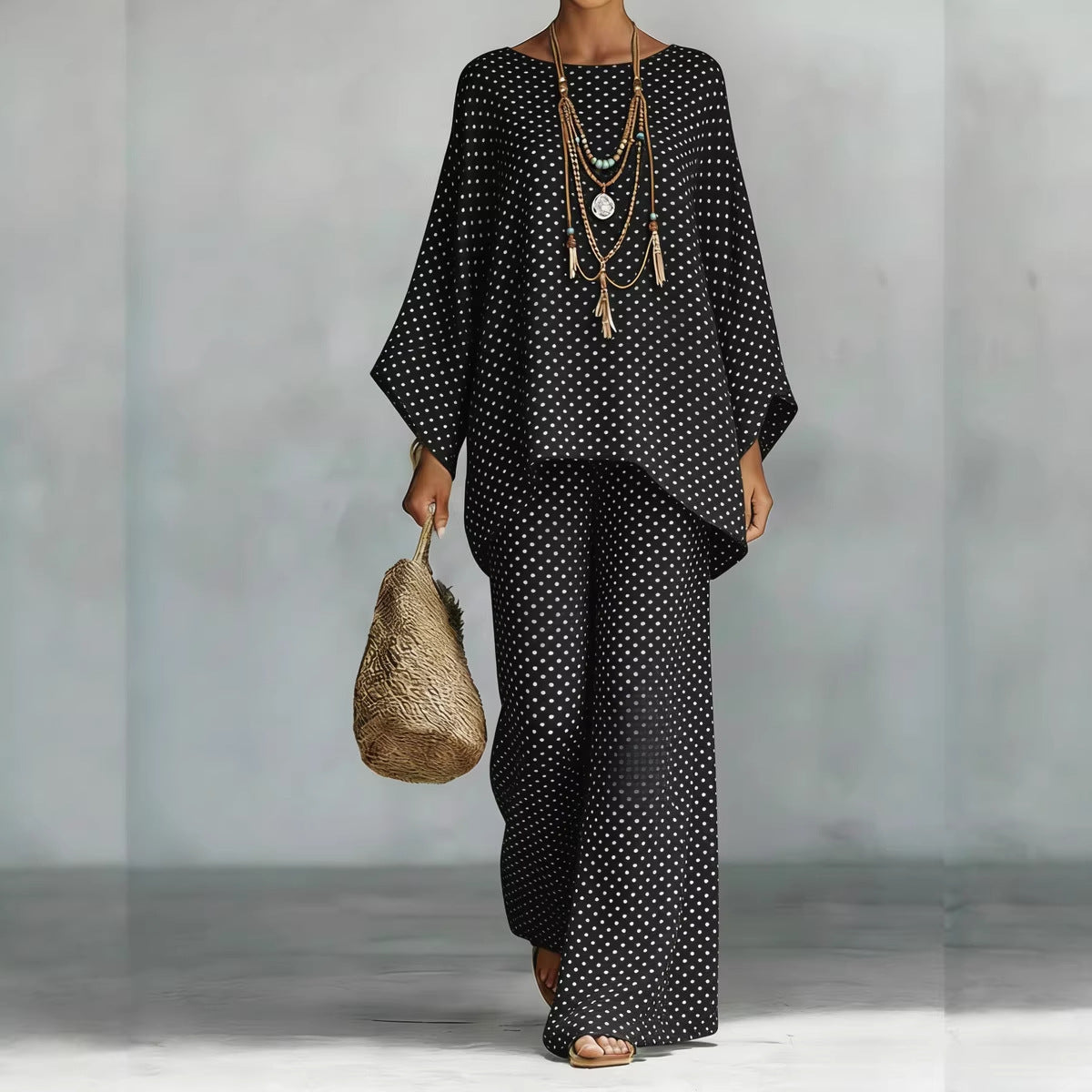 Women's Floral Print Linen Wide-Leg Two-Piece Set 