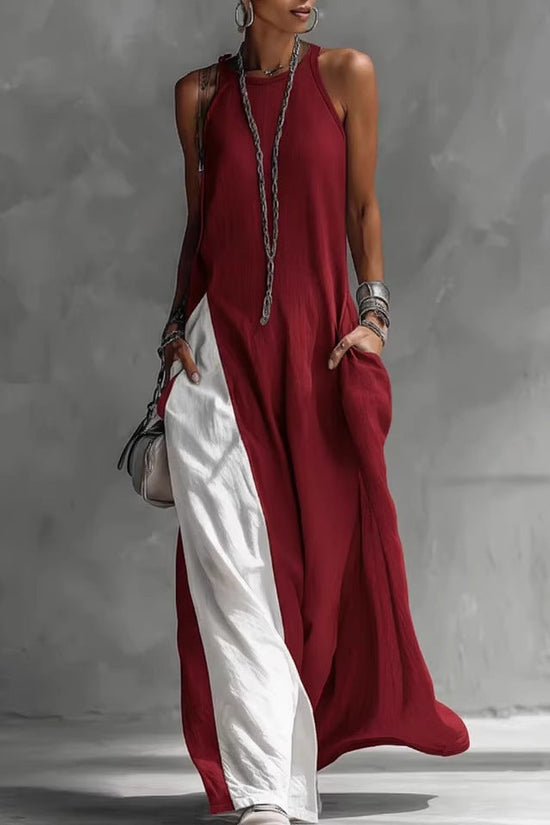 Womens Sleeveless Loose-Fit Off-Shoulder Dress With Pockets 