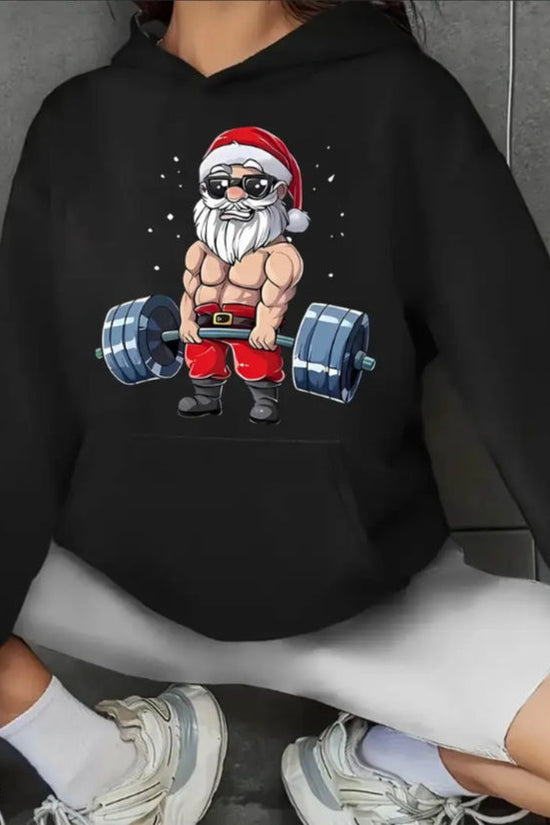 Women’s Santa Claus Christmas Hoodie – Funny Holiday Pullover Sweatshirt CJ US