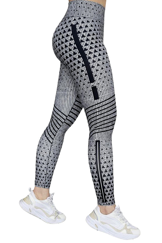 High Elastic Printed Yoga Pants for Women, High Waist, Tummy Control, Fitted Leggings, Gym Workout Bottoms