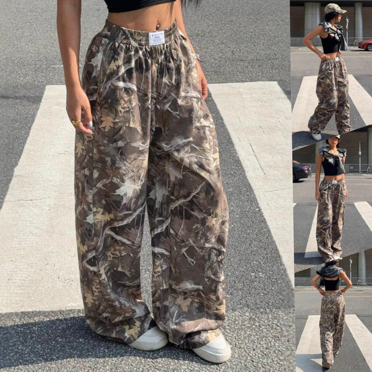 Slimming Casual Pants Hip Hop Retro Street Multi-pocket Camouflage Cargo Pants For Women Y2k Hip-hop Cargo Grunge Baggy Trousers FitiqueFit