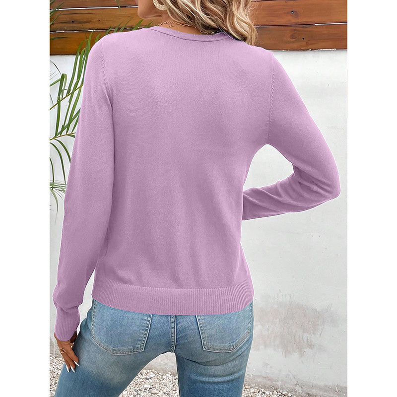 Women's Long Sleeve V-Neck Button Down Cardigan Knit Shrugs Sweater CJ US