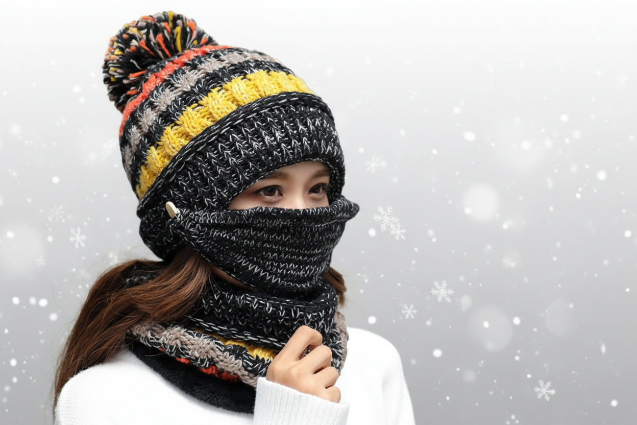 Winter Plush Knitted Hat – Soft Warm Knit Beanie for Cold Weather - FitiqueFit