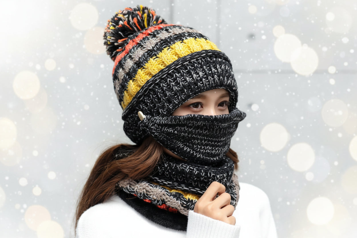 Winter Plush Knitted Hat – Soft Warm Knit Beanie for Cold Weather - FitiqueFit