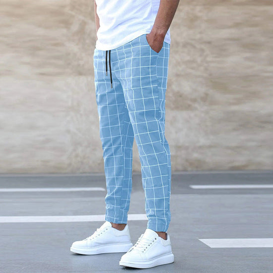 🧵 Men's Fashion Plaid Print Drawstring Trousers FitiqueFit